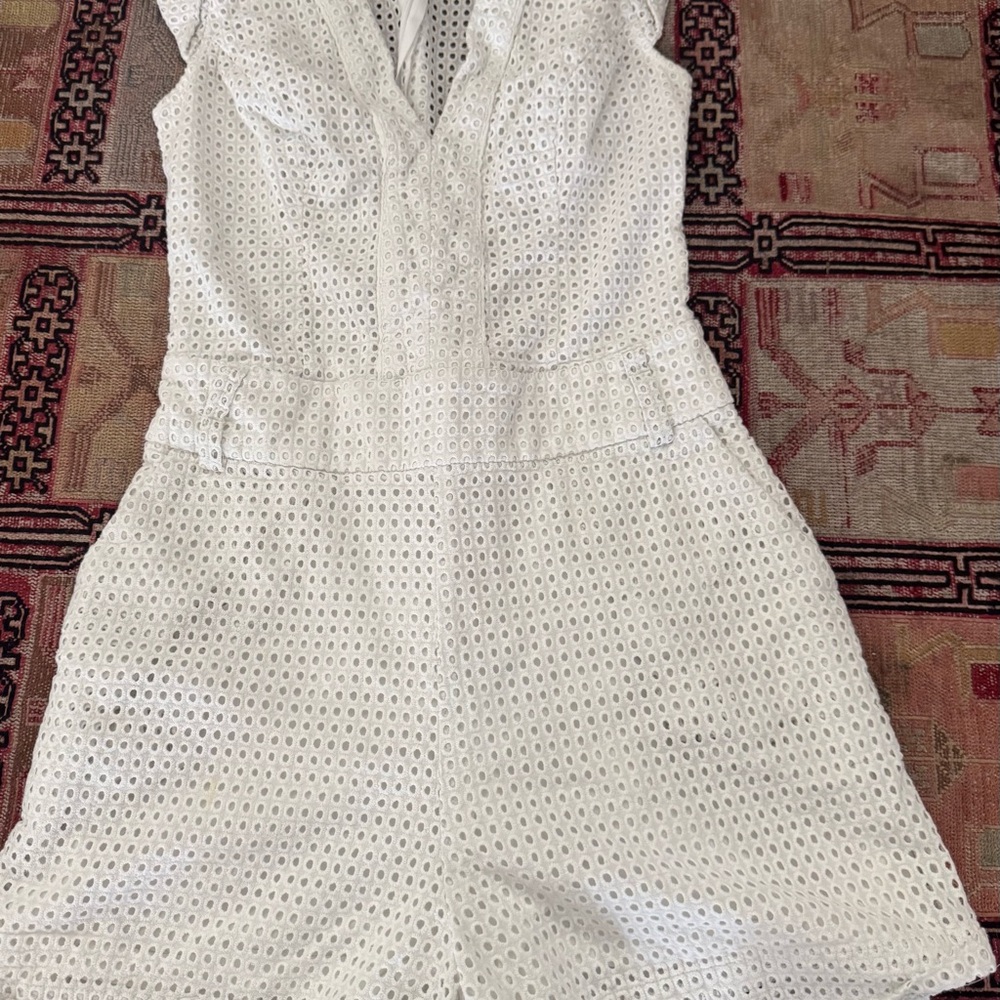 Elegant White Eyelet Short Jumpsuit